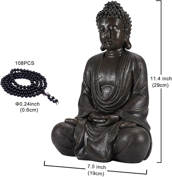 Goodeco 11.4" Meditating Buddha Statue Home Decor - Meditation Gifts for Room/Garden/Patio/Deck/Porch Yard Art Decoration, Zen Decor Buda Statue
