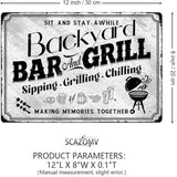 SCAZOMV Backyard Bar & Grill Metal Sign - Indoor/Outdoor Patio Signs For Backyard - Funny Signs For Home Barbecue And Grill Decor, Bar Signs For Home Bar, Backyard Bar Patio Accessories