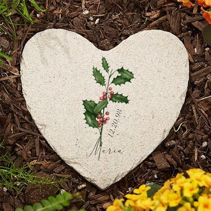 Personalization Universe Personalized Small Birth Month Flower Garden Stone, Name, and Date - Perfect Outdoor Decor for Garden or Walkway, Mother's Day, Grandma's Birthday, or Memorial – 5.75” x 5.75”