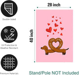 Dachshund Valentine House Flag Weiner Dog Valentines Day Garden Decorative for Outside 28 x 40 Double Sided I Love You Long Time Holiday Anniversary Yard Banner