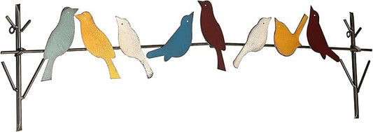 Metal Birds Wall Art – Metal Birds Wall Decor Art Birds On a Wire Metal Bird Wall Decor Outdoor Bird Decor (Large - 32.28"X7.71")