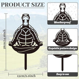 WADORN Meditation Turtle Metal Decorative Garden Stakes, Black Sea Turtle Meditating Outdoor Statues Silhouette Turtles Yoga Lover Gifts Stakes Ornaments for Yard Art Garden Patio Backyard Lawn Decor