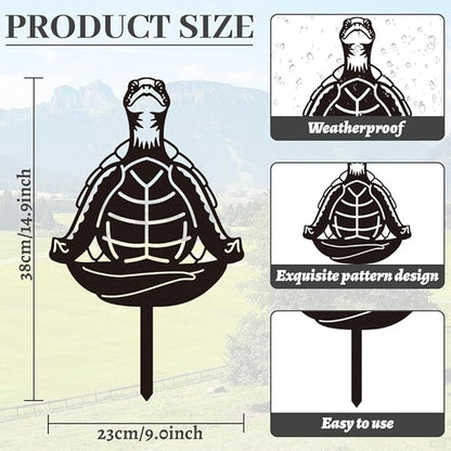 WADORN Meditation Turtle Metal Decorative Garden Stakes, Black Sea Turtle Meditating Outdoor Statues Silhouette Turtles Yoga Lover Gifts Stakes Ornaments for Yard Art Garden Patio Backyard Lawn Decor