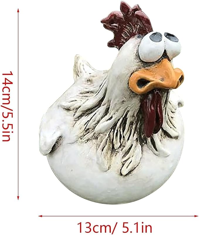 Garden Statues Funny Face Chicken Fence Ornament Resin Ornament Hanging Foot Chicken Yard Statue Outdoor Chicken Decor Garden Statues Yard Ornaments Decor