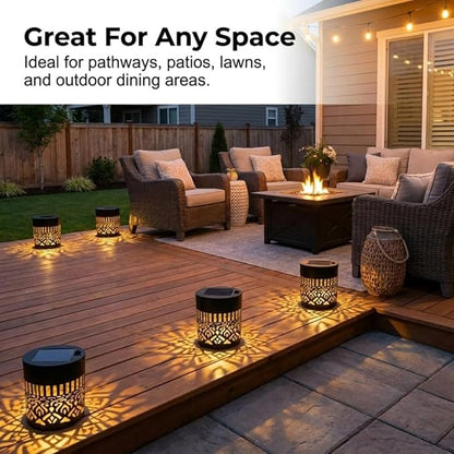 Decorative Solar Mandala Lights, Metal Solar Powered Outdoor Wall Lights Solar Powered Deck Step Stair Lights, Waterproof Mandalas Fence Light for Garden Post Patio Backyard Yard Decor (2, Flower)
