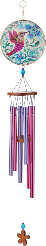 Enesco Allen Designs Hummingbird Hanging Wind Chime, 28 Inch, Multicolor