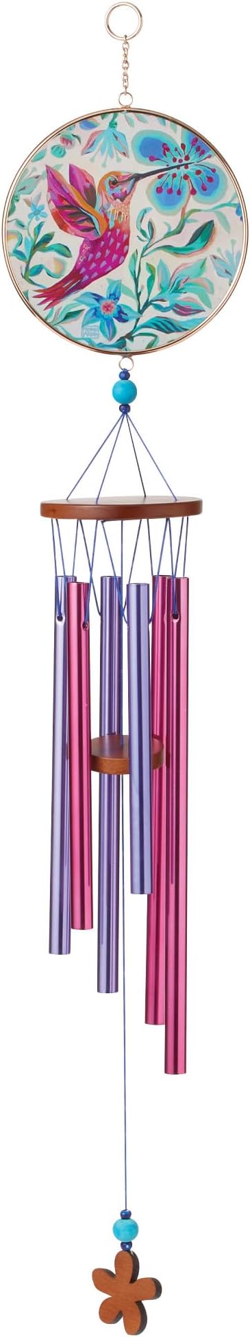 Enesco Allen Designs Hummingbird Hanging Wind Chime, 28 Inch, Multicolor