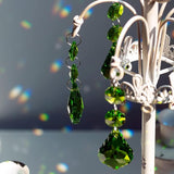 20PACK 38mm Crystal Chandelier Prism Replacement Maple Leaf Pendant Connected Glass Octagon Beads Curtain for Chandelier Christmas Decoration (Olive Green)