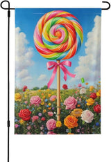 Colorful Lollipop Garden Garden Flag Double Sided Flags For Room Outside Yard Flag Outdoor Banner Wall Art Hanging 28"X40"