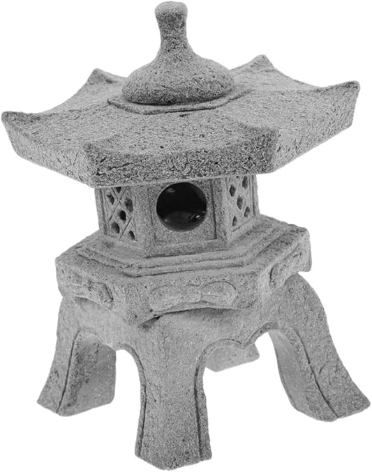 Toyvian Japanese Garden Decor Zen Garden Pavilion Ornaments Stone Pagoda Statue for Bonsai Decoration