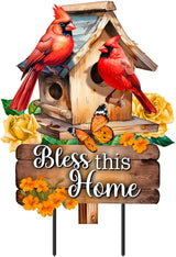 Briarwood Lane Bless This Home Cardinal Metal Art