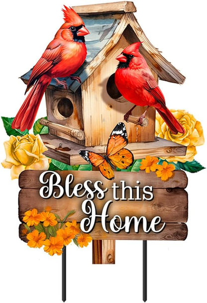 Briarwood Lane Bless This Home Cardinal Metal Art