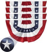 4Pack American Bunting Flags 2x4Ft USA Pleated Fan Flag 4th of July Patriotic Decorations Flag Embroidered Stars & Sewn Stripes Canvas Header Brass Grommets Decor Outside Porch Garden