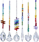 H&D HYALINE & DORA Colorful Crystals Glass Pendants Chandelier Suncatchers Prisms Hanging Ornament Octogon Chakra Crystal Pendants for Home,Office,Garden Decoration,Pack of 6