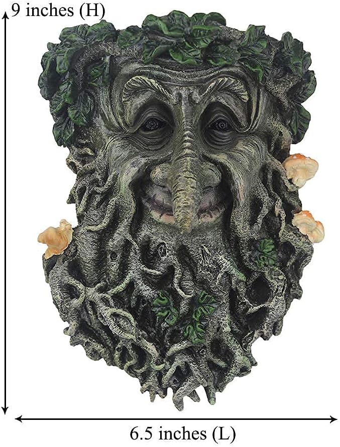 Tree Face Garden Statues Outdoor Decorations, Whimsical Old Man Face for Tree Huggers Sculptures Flower Pot Garden Decorations Yard Art, 9" x 6.5" x 3.5"