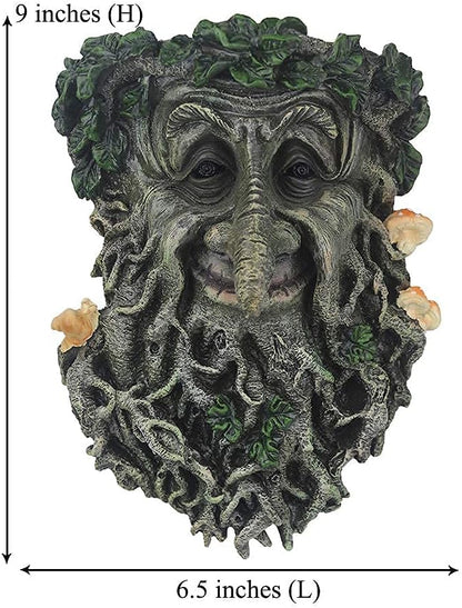 Tree Face Garden Statues Outdoor Decorations, Whimsical Old Man Face for Tree Huggers Sculptures Flower Pot Garden Decorations Yard Art, 9" x 6.5" x 3.5"