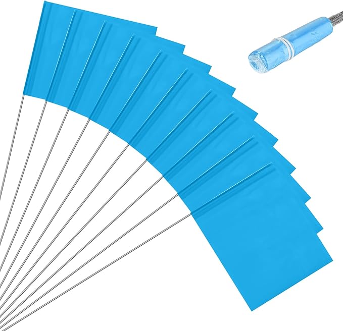 M METERXITY 10-Pack Blank Marking Flags, 15x5.1x4 Inch Waterproof Yard Flags Marking for Lawn/Garden/Irrigation/Landscape/Sprinkler/Survey/Dog Training/DIY [Blue]