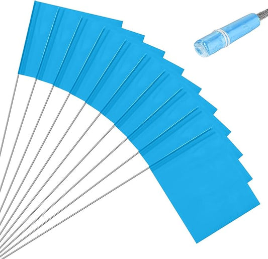 M METERXITY 10-Pack Blank Marking Flags, 15x5.1x4 Inch Waterproof Yard Flags Marking for Lawn/Garden/Irrigation/Landscape/Sprinkler/Survey/Dog Training/DIY [Blue]
