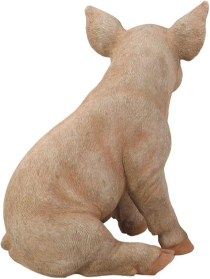 HI-LINE Sitting Pig Outdoor Garden Statue - 18"