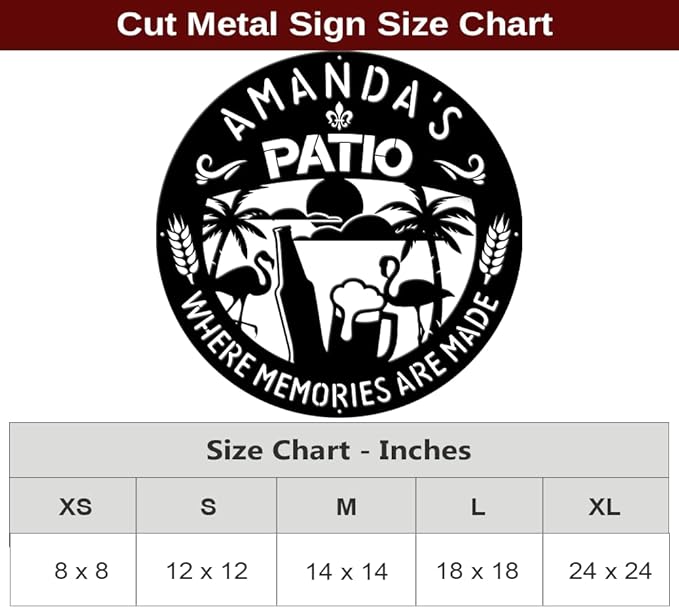 MeMate Patio Sign Outdoor Decor, Personalized Metal Sign for Backyard, Patio, Custom Name Signs for Garden Porch, Deck, Flamingo Beer Large Metal Sign for Outside, Housewarming Gifts