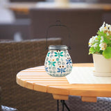 Stargarden Mosaic Solar Lanterns Outdoor Waterproof, Dragonfly Lanterns Decorative Outdoor, Glass Hanging Solar Lights Table Lamp for Yard, Garden Decor