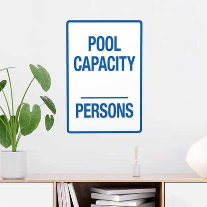 Retro Aluminum Warning Sign, Pool Capacity Sign, Vintage Style, 8 X 12 Inches