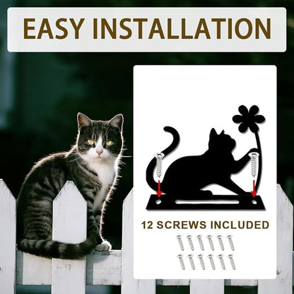 6 Pcs Black Cats Fence Decor, Outdoor Garden Metal Kitty Silhouette Decoration, Metal Art Ornament for Yard, Double-Side Design
