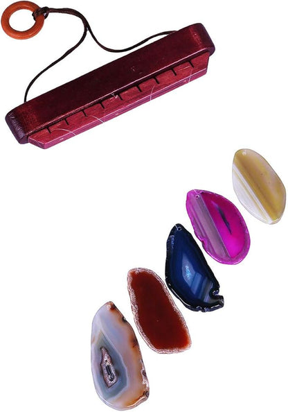 Nupuyai Wind Chimes - Unique Agate Slices Geode Stone Wind Chimes Indoor Outdoor, Healing Stone Windchime Hanging Ornament for Home Garden, 13.8-19.7'', Rainbow Agate