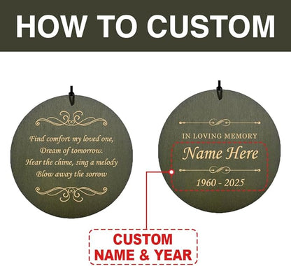 Personalized Sympathy Wind Chime, Sympathy Wind Chimes Gift for The Loss of A Loved One, Commemorative Gifts for Condolences/Funeral, Decorative Wind Chimes Outdoor, Product in USA