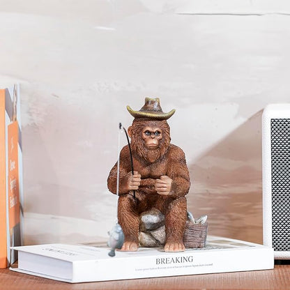 Bigfoot Statue - Bigfoot Fishing Resin Figures 7.2 Inches, Sasquatch Gifts. Bigfoot Decoration is Suitable for Outdoor and Indoor Decor. Garden Bigfoot Decor Father's Day