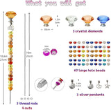 72Pcs DIY Garden Stakes Decorative Beadable Items for Different Festivals Fairy Wand Beaded Garden Stakes Kit Fairy Garden Accessories Outdoor, Diamond-(Orange+Blue+Whit)