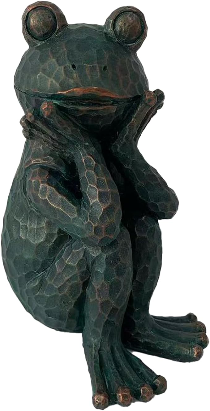 Meditation Frog Sculpture, 10" H 7.48" L Handcrafted Resin Zen Frog Statue, Suitable for Garden, Courtyard, Indoor and Outdoor Home Decoration