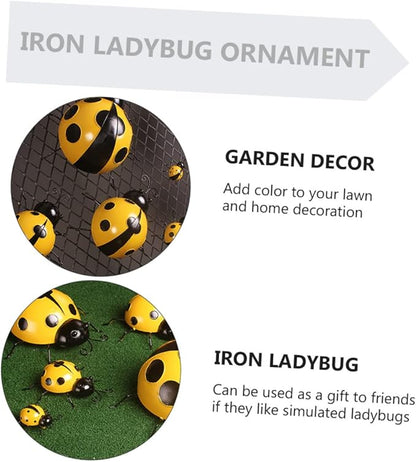 Kisangel 3pcs Iron Art Ladybug Ornaments for Garden Realistic Simulated Decorations Nature Guys