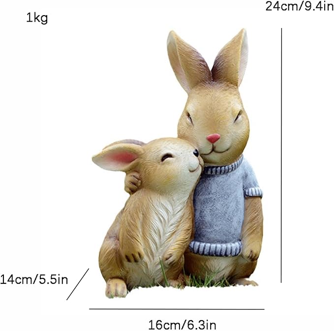 Garden Statues for Outside Yellow Rabbit Outdoor Statue - Resin Garden Sculpture for Outside Decor, 16x14x24 cm, 1kg - Charming Garden Statues for Outdoor Spaces Gardening Gifts