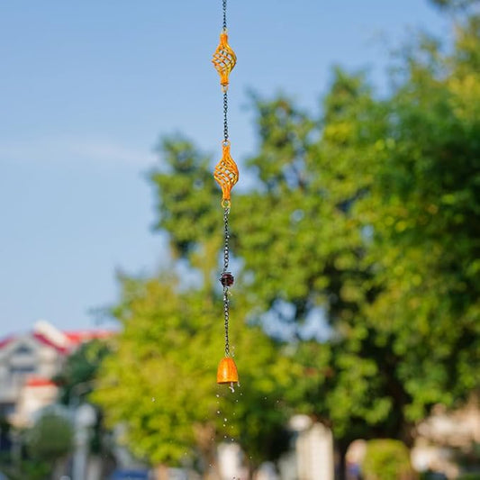 dreamysoul 9.8 FT Rain Chain, Iron Rain Chain for Gutters, Bird Cage Decorative Rain Chains for Downspouts Adjustable Length
