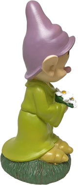 Dopey Holding His Flower Outdoor Statue, Large 10 Inches, Classic Snow White & 7 Dwarfs Collection, Hand-Painted, Official Disney Licensed Product