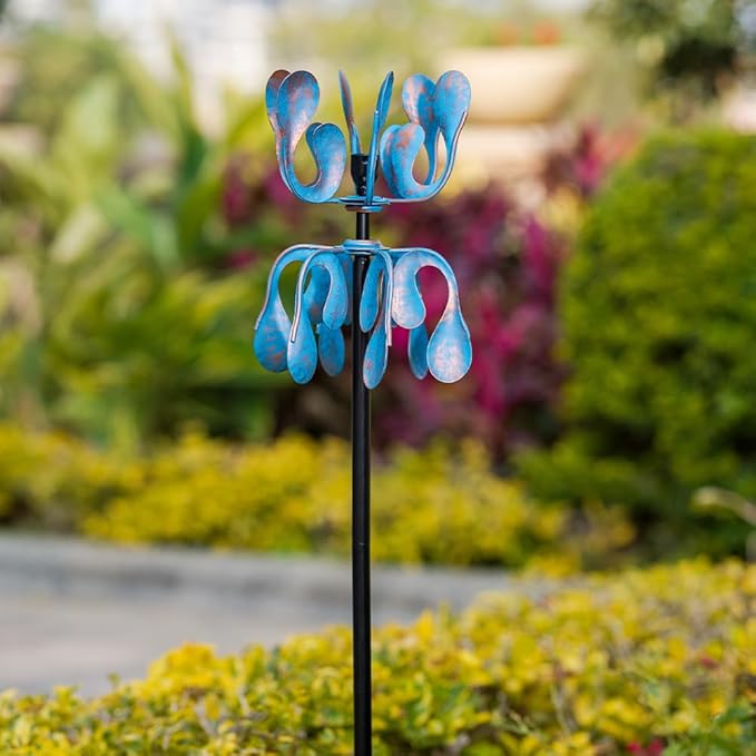 Wind Spinners Outdoor Metal Wind Spinner with Stakes,360 Degrees Rotating Kinetic Wind Sculptures & Spinners for Garden Lawn Backyard Patio Decor