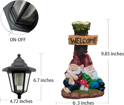 Garden Gnome Statue with Solar Lights,Outdoor Figurine Light for Outside Landscape,Lawn Yard, Path、Patio Sculptures Decor - Unique Gift for Grandmothers, Women,Sisters for Christmas Birthday