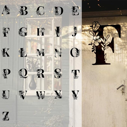 Metal Name Sign,Initial Welcome Letter Monogram Wall Decor,Wall Art Last Name Signs,Garden Door Decor for Outside,Wedding,House Warming Gift,12 inch in Height (Letter L)