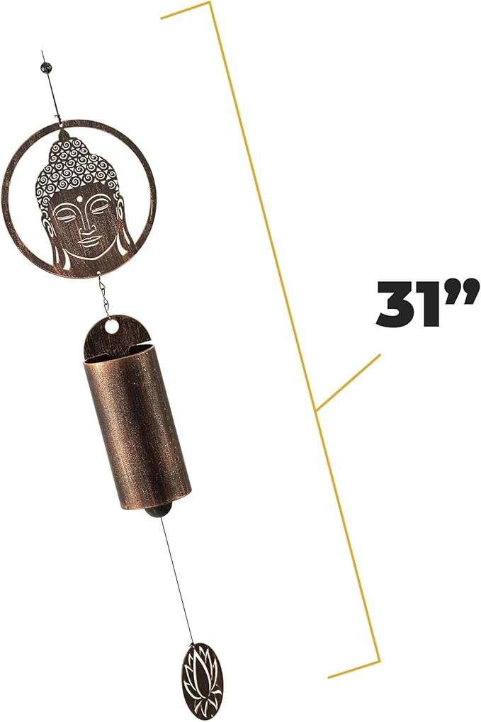 VP Home 31-inch Rustic Zen Buddha Wind Chimes for Outside Unique Zen Buddha Windchimes Outdoor Decorations Garden Decor Buddha Gift for Women, Mom, Grandma, Unisex