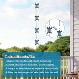 10 FT Rain Chains for Gutter, Rain Chain with 12 Turtle Shape Cups Adjustable Rain Catcher Chain for Gutters, Eaves, Drainage, Replacement for Downpout