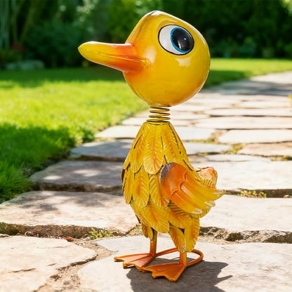 Metal Garden Statue Decor for Outside,Yellow Duck Garden Sculptures Lawn Ornaments Garden Yard Art for Backyard Patio Decoration