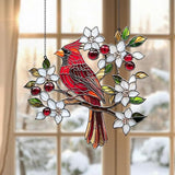 Cardinal Memorial Acrylic Suncatcher, Boho Suncatchers for Window Hangings, Stained Glass Effect Indoor Outdoor Garden Decor for Cardinal Lover, Gifts for Mother's Day, Mom, Grandma, Wife, Women