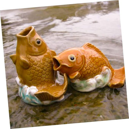 Kisangel Carp Statue Fountain Nozzle 4.33 Inch Outdoor Garden Water Spray Sprinkler for Pond Water Feature and Yard Decor