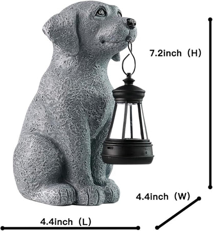 Solar Dog Garden Statues with Solar Lantern，Dog Figurines for Yard Patio Lawn Balcony Ornaments - Birthday Housewarming Garden Gifts for Mothers Day, Grandma