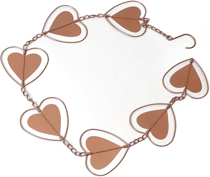 Metal Rain Chain Drainage Function Decorative Heart Shape Wind with Hook for Balcony Patio Hallway
