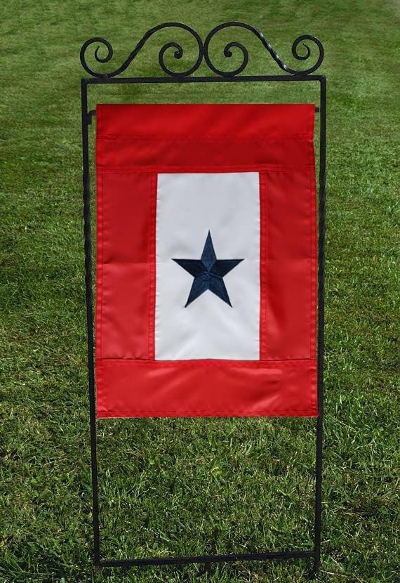 Heavy Duty Military Service Garden Flag Embroidered One Blue Star 12.5×18''-Longest Lasting Oxford Nylon 210D | Army Navy Marine Corps USA Family Member On Service Decoration Gift Yard House Banner