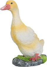 GLOGLOW Duck Figurine, Outdoor Resin Duck Sculpture Statue Garden Animal Ornament Decor for Garden Lawn Yard Pool Side 7.1x5.9x3.5in(Yellow)