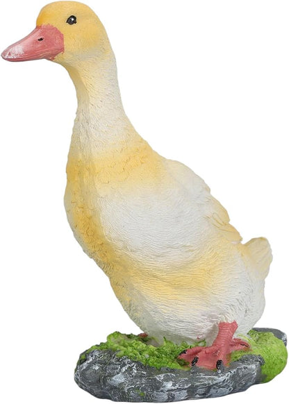 Duck Statue, Resin Goose Statue Front Porch Garden Decor for Outside Imitation Wood Carving Funny Animal Garden Statue Duck Sculpture Art Decor for Porch Patio(Yellow)