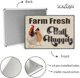 Chicken Coop Tin Sign-Farm Fresh Butt Nuggets, Vintage Metal Hanging Plaque for Egg Market Farm Barn Yard Garden Home Kitchen Bar Wall Decor Hen House Accessories Outdoor (12" x 8")